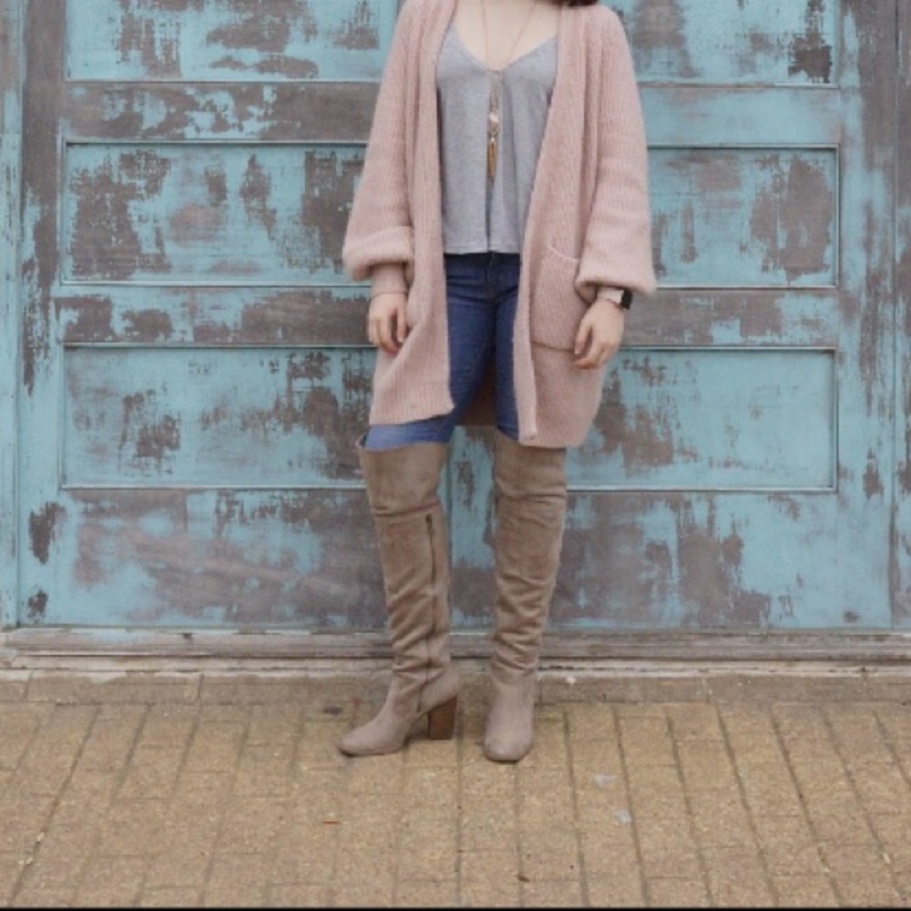 Taupe Thigh Knee High Boots